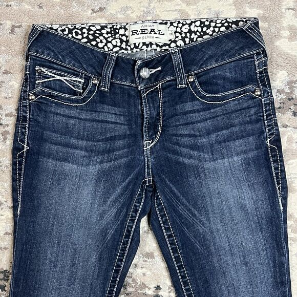 Ariat Real Jeans Women's 29S Bootcut Blue Denim Dark Wash Western Cowgirl - Picture 2 of 11